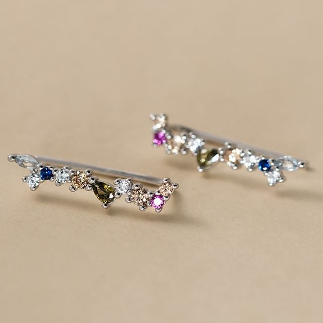 925 Sterling Silver Rhinestone Climber Earring SpreePicky