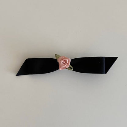 Rose Accent Bow Hair Clip SpreePicky