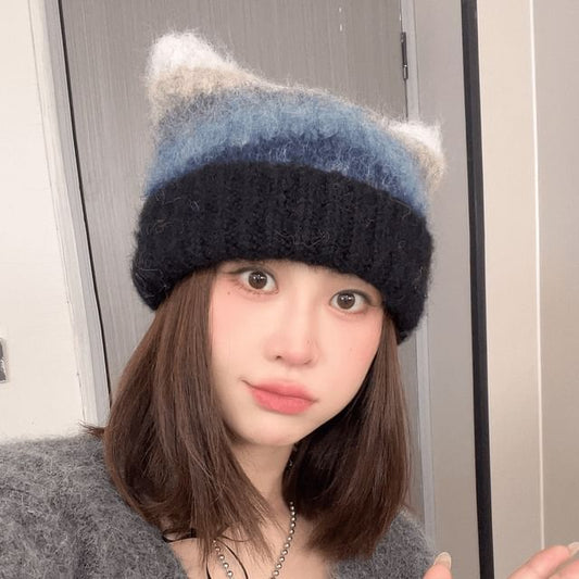 Cat Ear Color Block Beanie SpreePicky