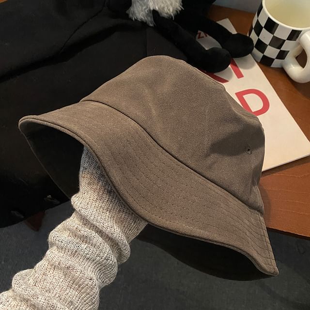 Faux Suede Plain Bucket Hat SpreePicky