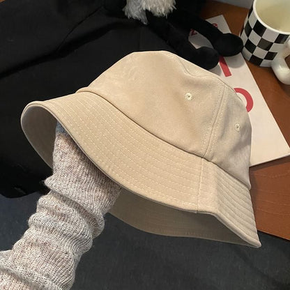 Faux Suede Plain Bucket Hat SpreePicky