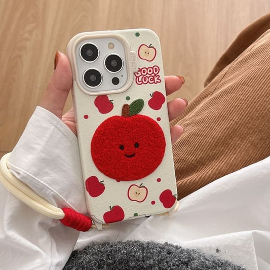 Fruit Embroidered Strap Phone Case - iPhone 16 Pro Max / 16 Pro / 16 Plus / 16 / 15 Pro Max / 15 Pro / 15 Plus / 15 / 14 Pro Max / 14 Pro / 14 Plus / 14 / 13 Pro Max / 13 Pro / 13 / 13 Mini SpreePicky