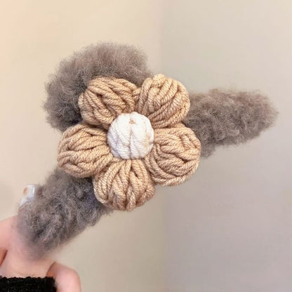 Floral Yarn Chenille Hair Claw Clip SpreePicky