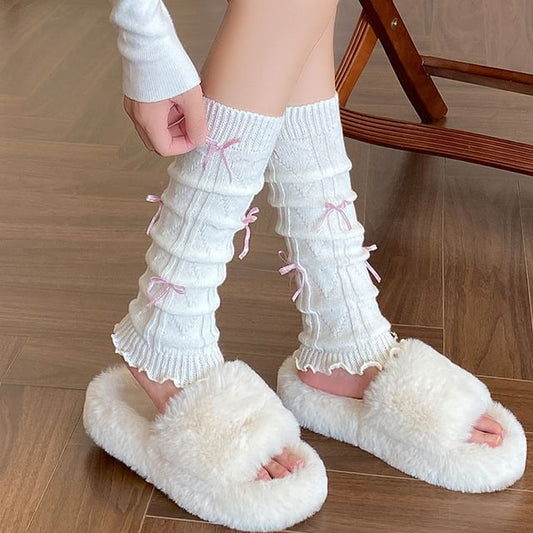 Bow Accent Knit Leg Warmers SpreePicky