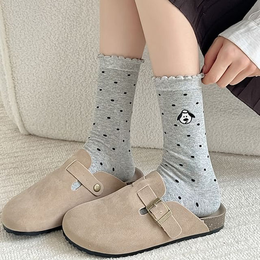 Dog Embroidered Dotted Socks / Set SpreePicky