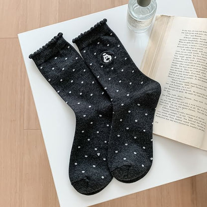 Dog Embroidered Dotted Socks / Set SpreePicky