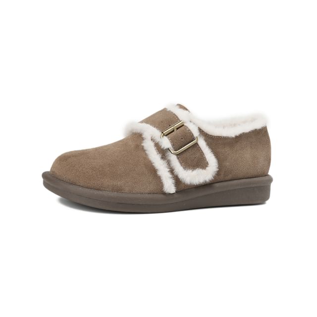 Platform Fleece-Lined Buckled Slip-Ons SpreePicky