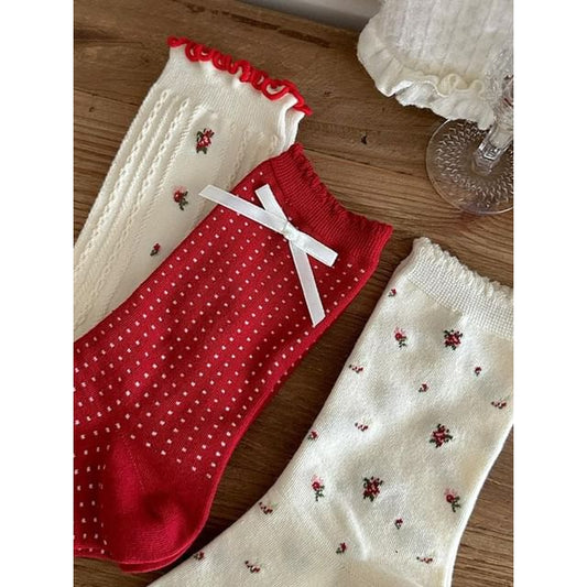 Floral Socks / Dotted Bow Socks / Set SpreePicky