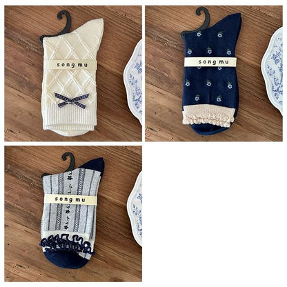 Floral Socks / Plain Bow Socks / Set SpreePicky