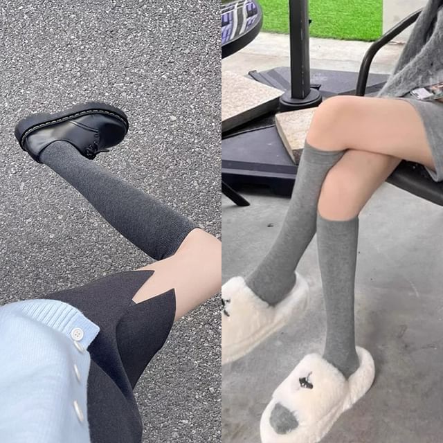 Plain Knee High Socks / Set SpreePicky