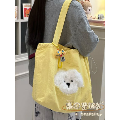 Drawstring Cartoon Applique Canvas Tote Bag SpreePicky