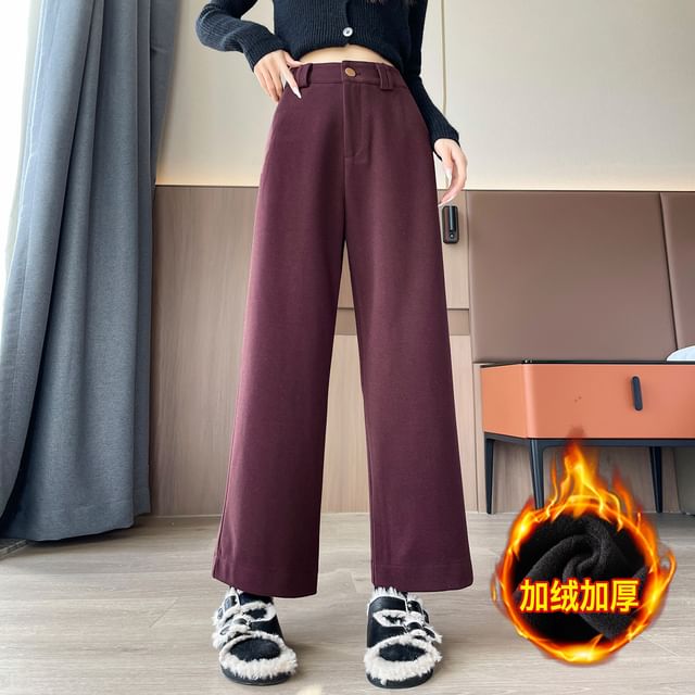 High Waist Plain Cropped Wide Leg Pants SpreePicky