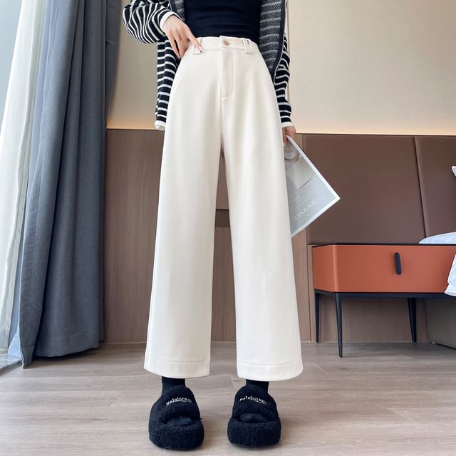 High Waist Plain Cropped Wide Leg Pants SpreePicky