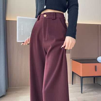 High Waist Plain Cropped Wide Leg Pants SpreePicky