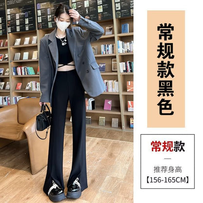 High Rise Slit Hem Flared Suit Pants SpreePicky