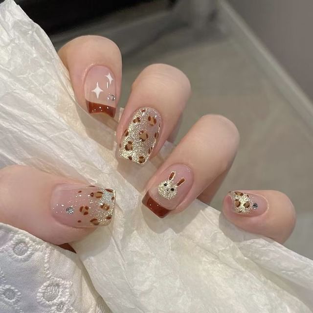 Rabbit Leopard Print Press On Nail SpreePicky