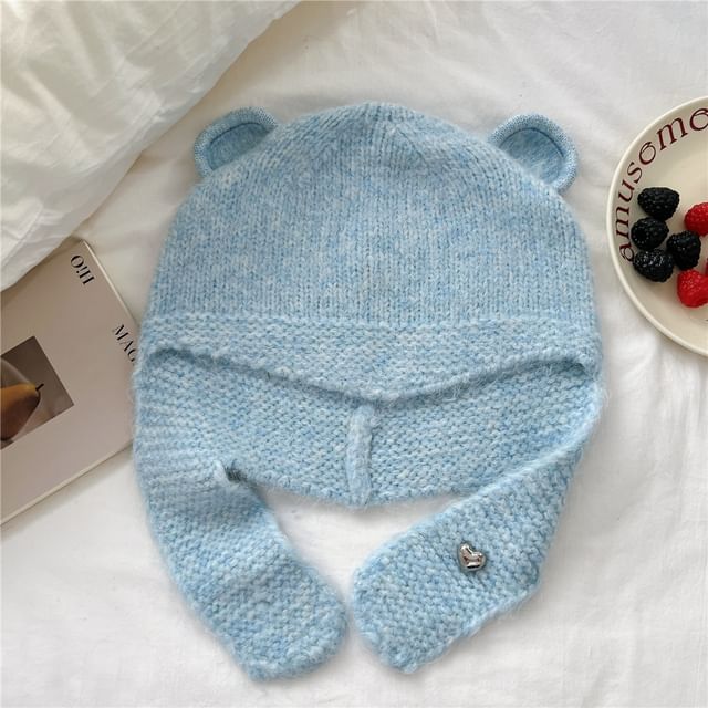 Plain Ear Hooded Knitted Scarf SpreePicky