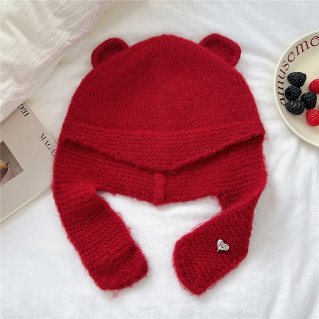 Plain Ear Hooded Knitted Scarf SpreePicky