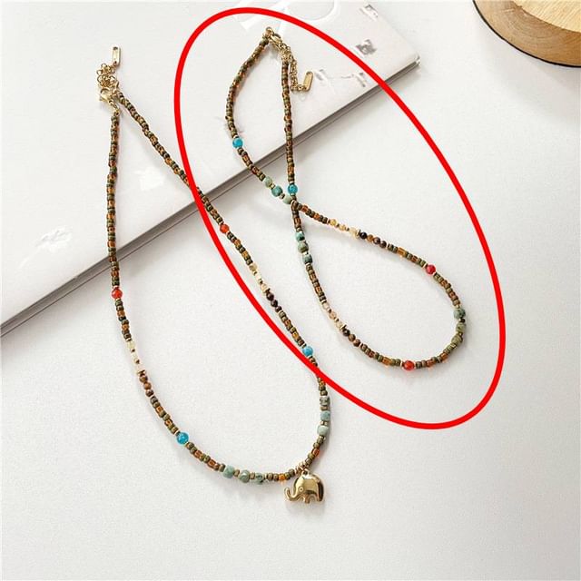 / Beaded Necklace Elephant FashionChic