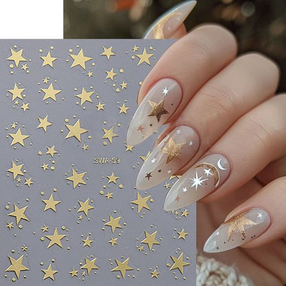 Star Metallic Nail Art Stickers SpreePicky