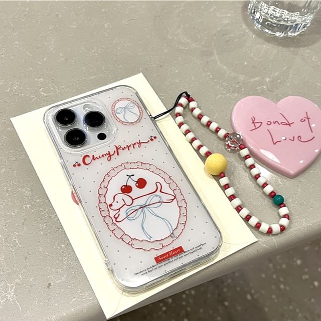 Cherry Dog Phone Case / Strap / Set - iPhone 16 Pro Max / 16 Pro / 16 Plus / 16 / 15 Pro Max / 15 Pro / 15 Plus / 15 / 14 Pro Max / 14 Pro / 14 Plus / 14 / 13 Pro Max / 13 Pro / 13 / 13 Mini SpreePicky