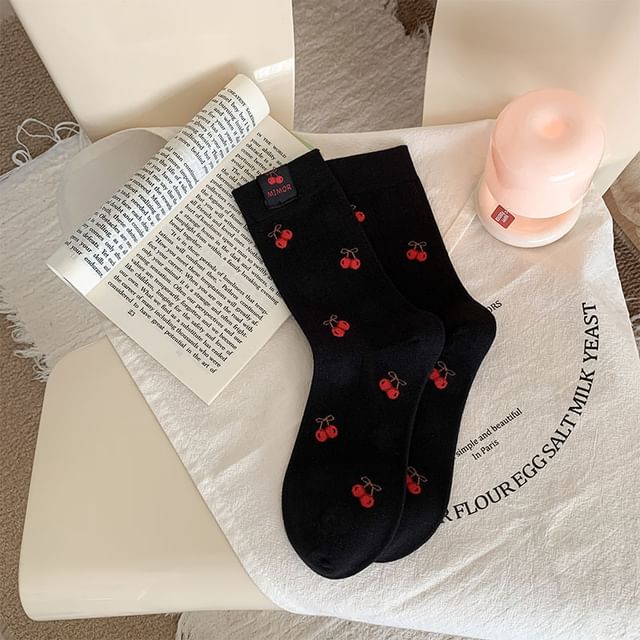 Heart Embroidery Crew Socks SpreePicky