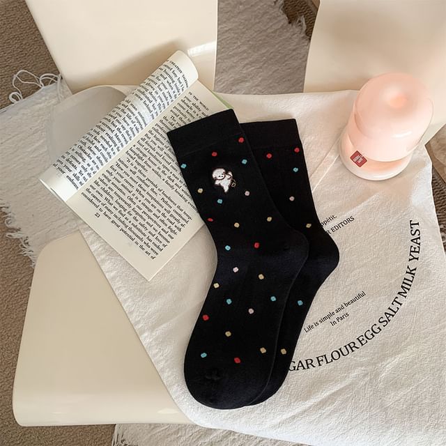 Heart Embroidery Crew Socks SpreePicky