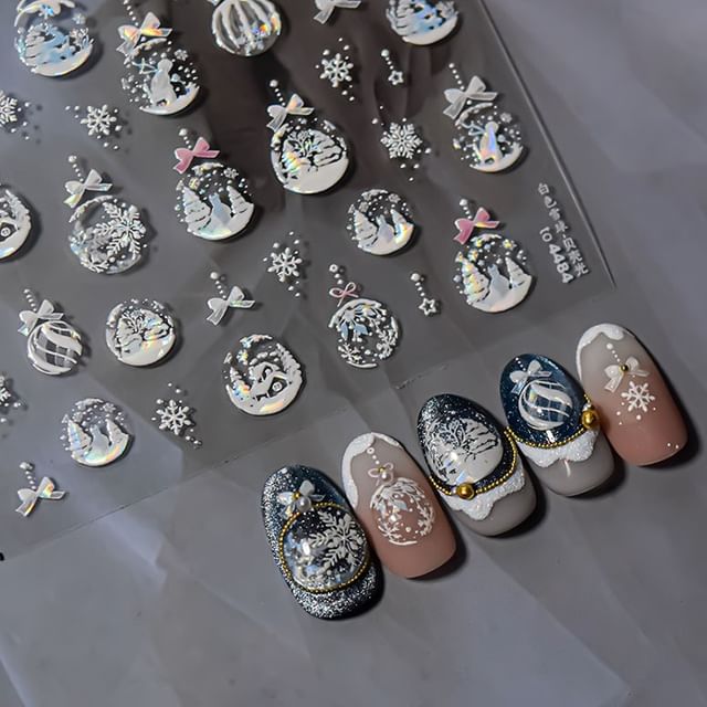 Christmas Snow-Ball Nail Art Stickers SpreePicky