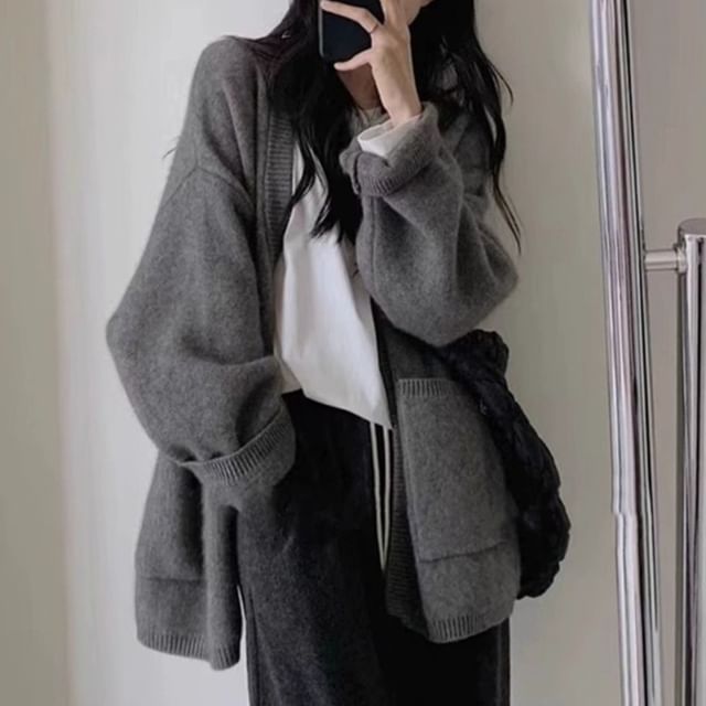 Oversized Open-Front Cardigan SpreePicky