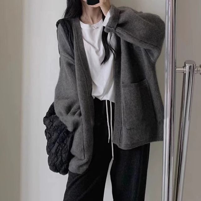 Oversized Open-Front Cardigan SpreePicky