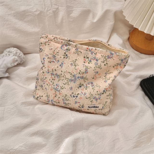 Floral Print Cosmetic Pouch SpreePicky