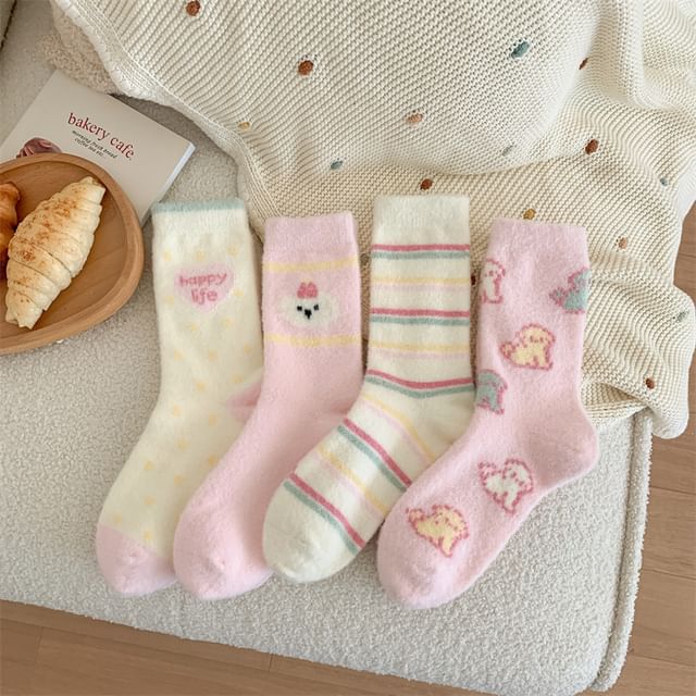 Patterned Fleece Short Socks SpreePicky