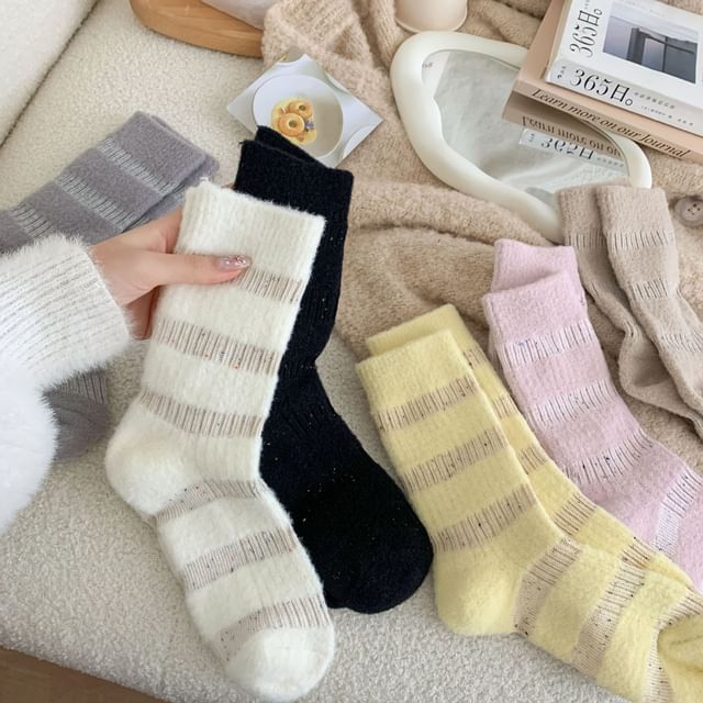 Striped Fleece Short Socks SpreePicky