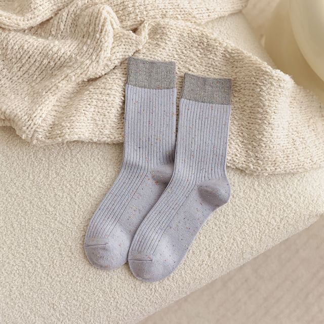 Melange Ribbed Short Socks SpreePicky