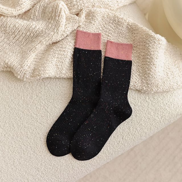 Melange Ribbed Short Socks SpreePicky