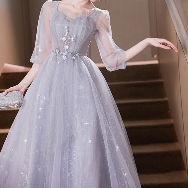 (Various Designs) Evening A-Line Mesh Gown Glitter FashionChic