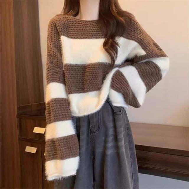 Boatneck Two Tone Sweater SpreePicky