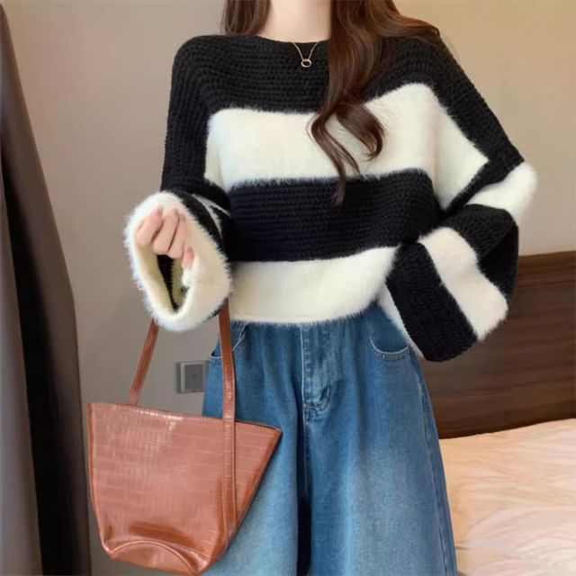 Boatneck Two Tone Sweater SpreePicky