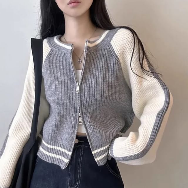 Two Tone Zip Cardigan SpreePicky