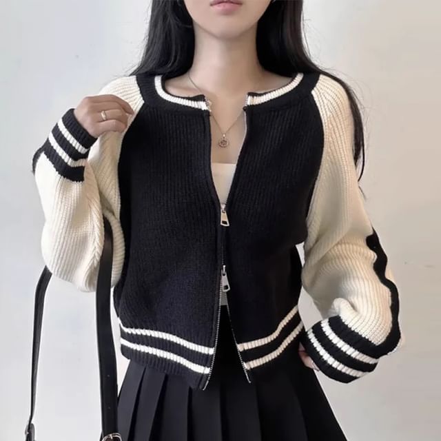 Two Tone Zip Cardigan SpreePicky