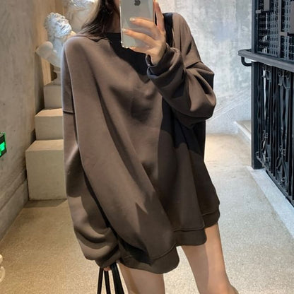 Round Neck Plain Oversized Pullover SpreePicky