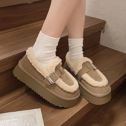 Platform Fleece Lined Loafers SpreePicky