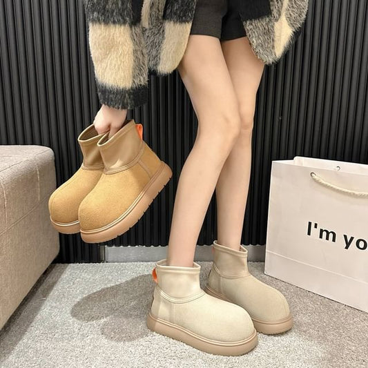 Platform Plain Ankle Snow Boots SpreePicky