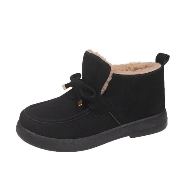 Fleece Lined Bowknot Ankle Boots SpreePicky