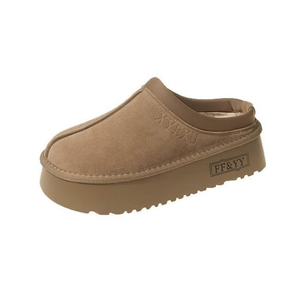 Platform Plain Fleece Lined Mules SpreePicky