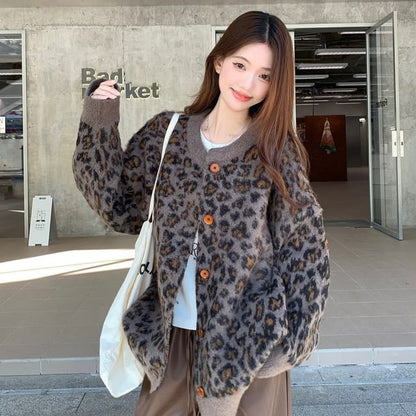 Long Sleeve Leopard Print Loose SpreePicky