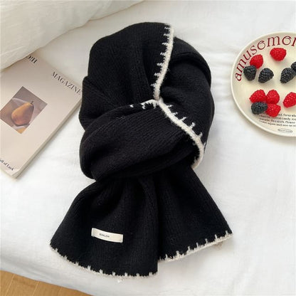 Contrast Trim Label Applique Scarf SpreePicky