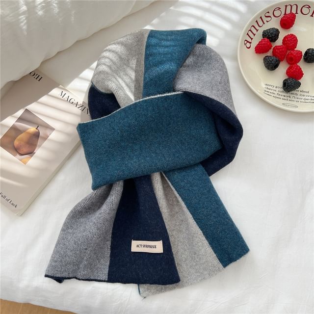 Two-Tone Label Applique Scarf SpreePicky