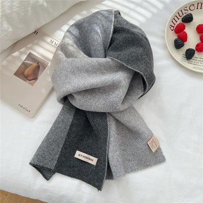 Two-Tone Label Applique Scarf SpreePicky