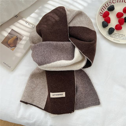 Two-Tone Label Applique Scarf SpreePicky